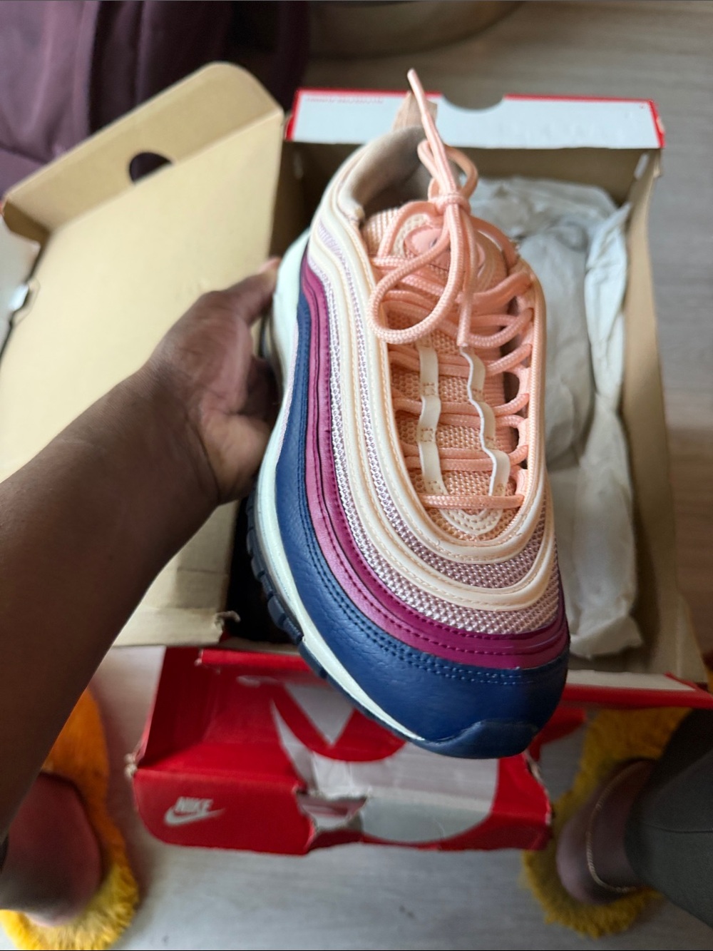 Nike Kids Peach, Pink & Navy Layered Sneaker